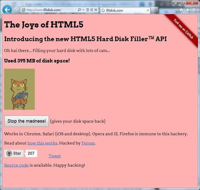 HTML5漏洞：硬盘有可能被垃圾数据塞满 